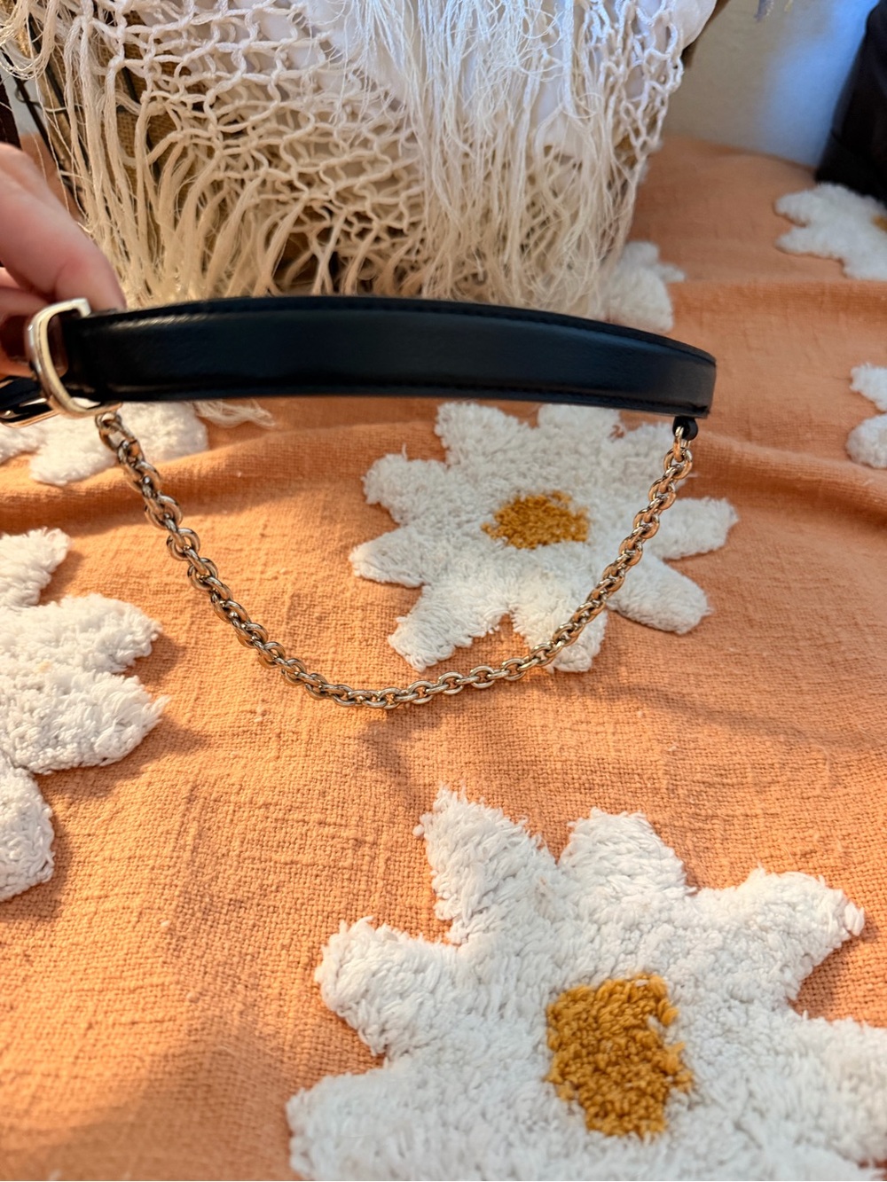 H&M Black Belt with Silver Chain Accent - Picture 2 of 3